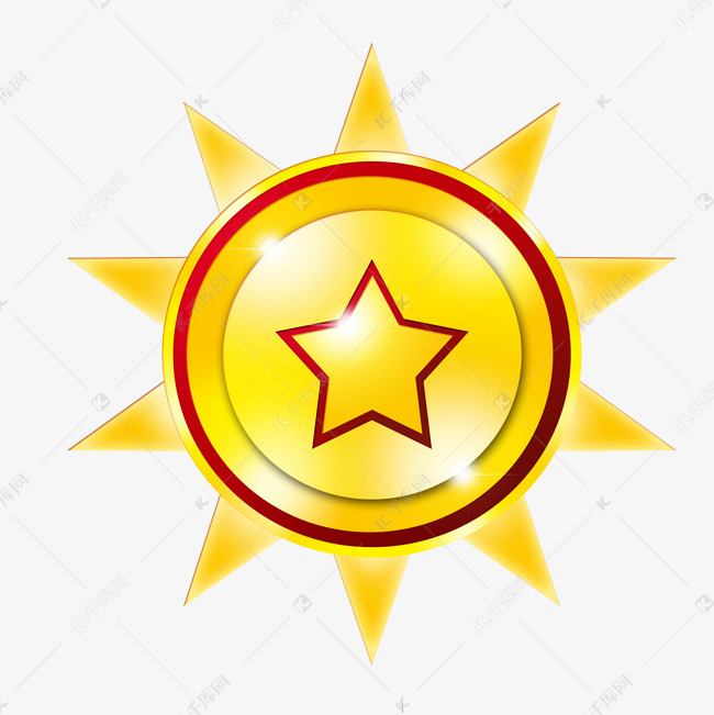 太阳黄色徽章素材图片免费下载-千库网