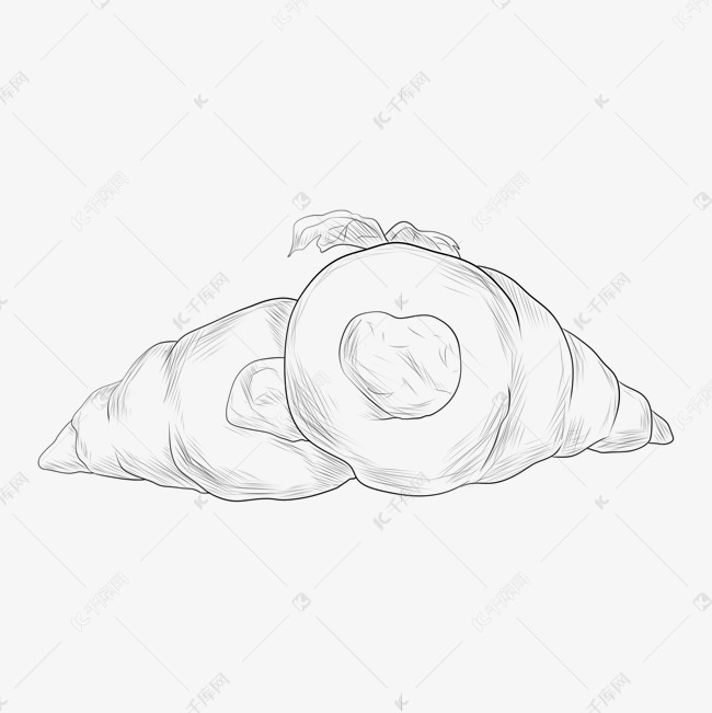 线描美味牛角包