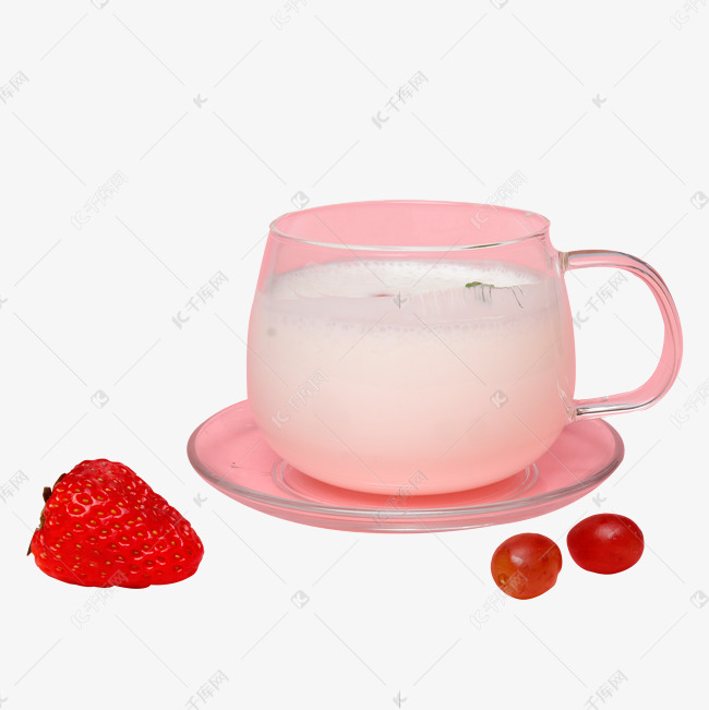 粉色少女风一杯牛奶免抠图