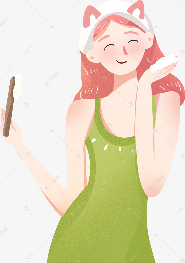 洗漱的女孩免扣png