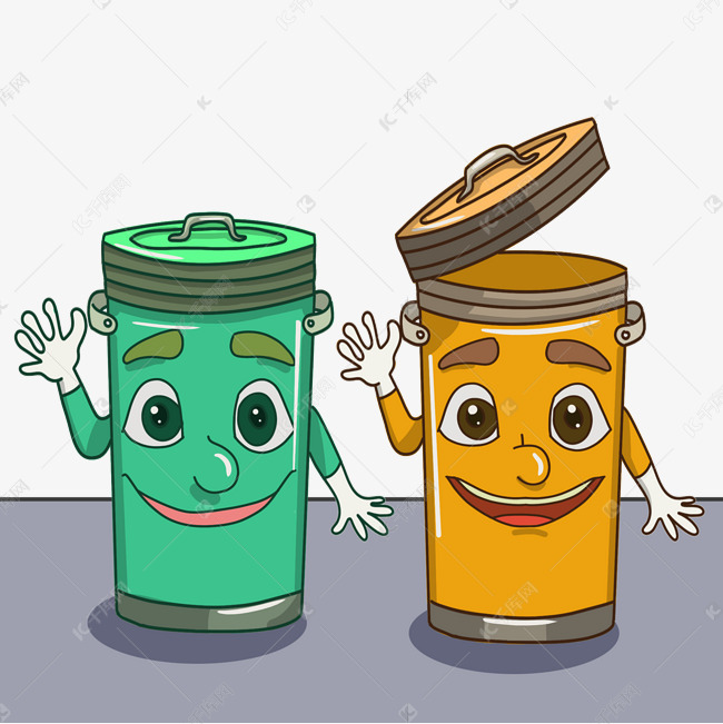 更多创意卡通垃圾桶拟人设计图片快来千库吧