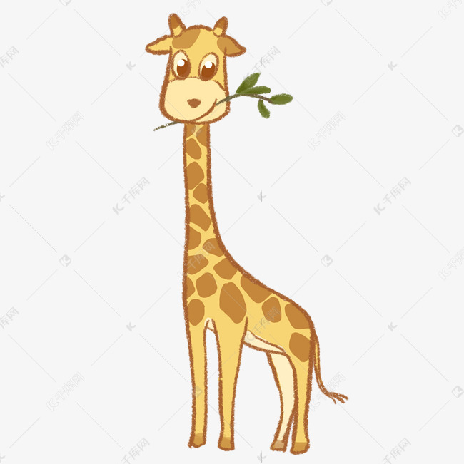 卡通吃草长颈鹿