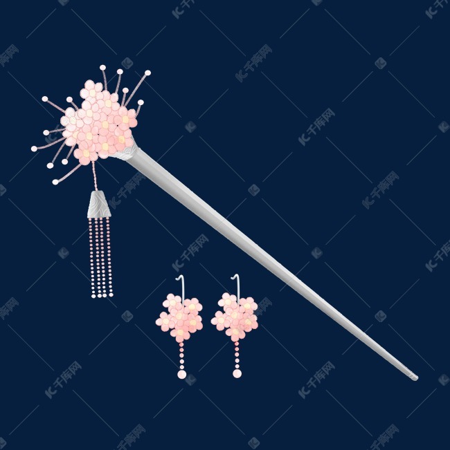 粉色中国风步摇素材图片免费下载-千库网