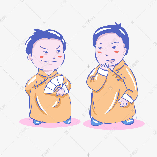 手绘卡通说相声演员