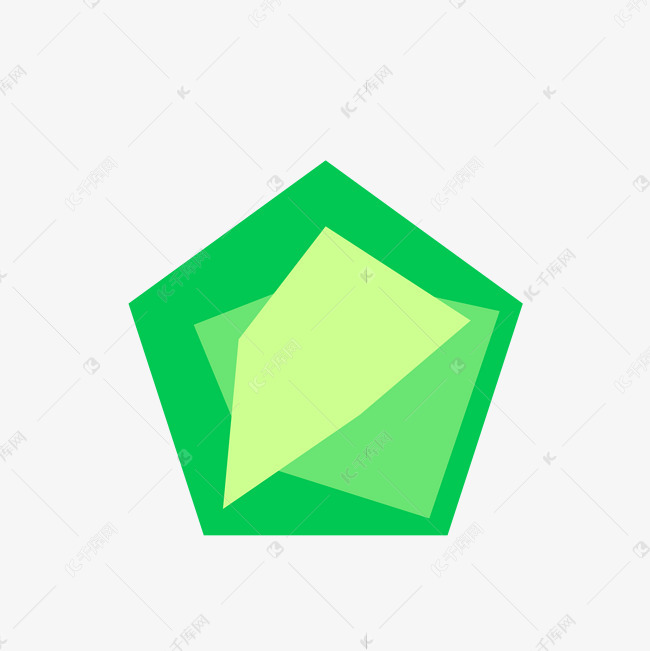 绿色五边形图标免抠图