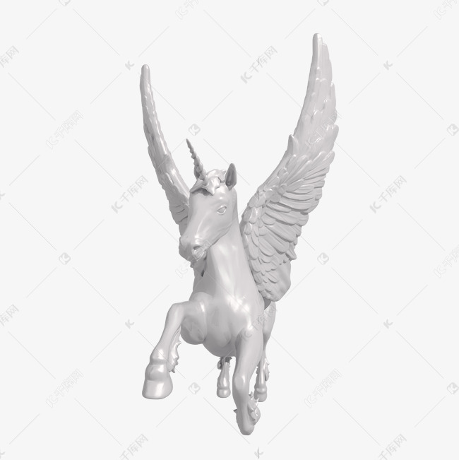 白色天马雕塑png图