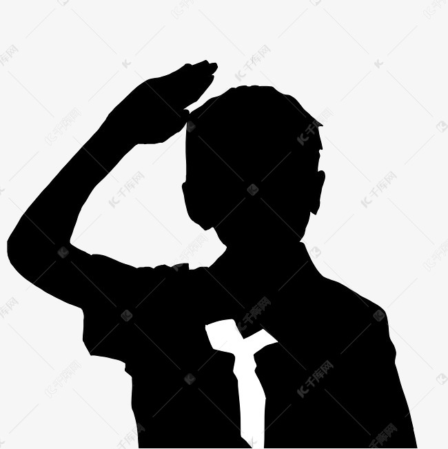 少先队员敬礼剪影