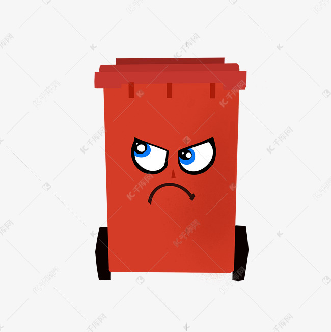 红色愤怒垃圾桶