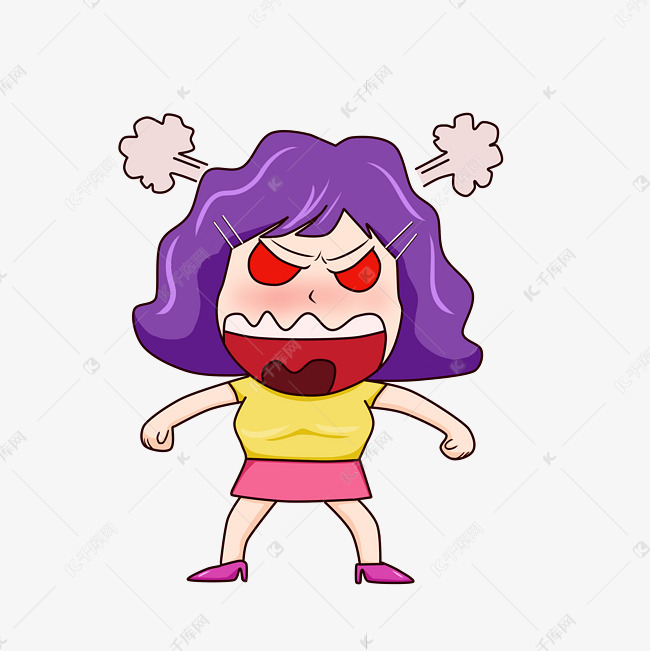 火冒三丈生气女孩