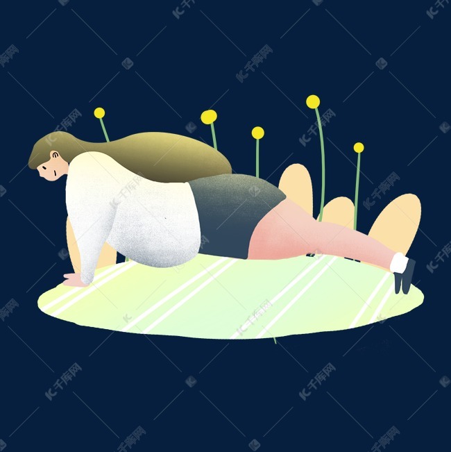 运动健身平板撑胖女孩锻炼材