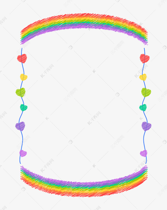 彩虹蜡笔装饰边框