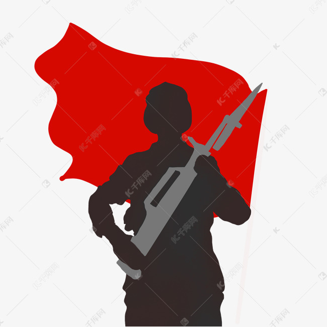 军人国旗剪影