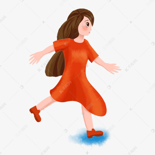 走路的卡通女孩