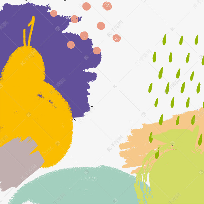 可爱手绘色块童趣水果装饰边框底