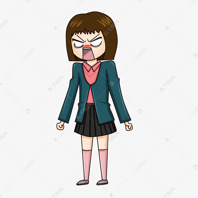 生气愤怒女孩