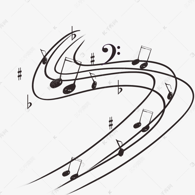 漂浮多彩五线谱音符