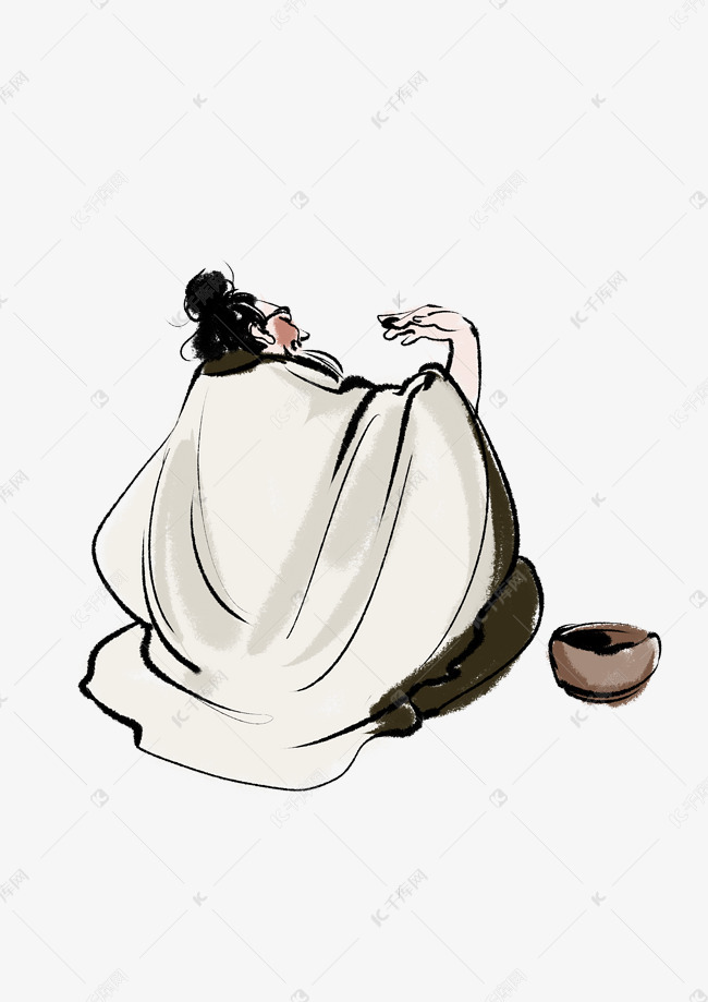 水墨画醉仙人物