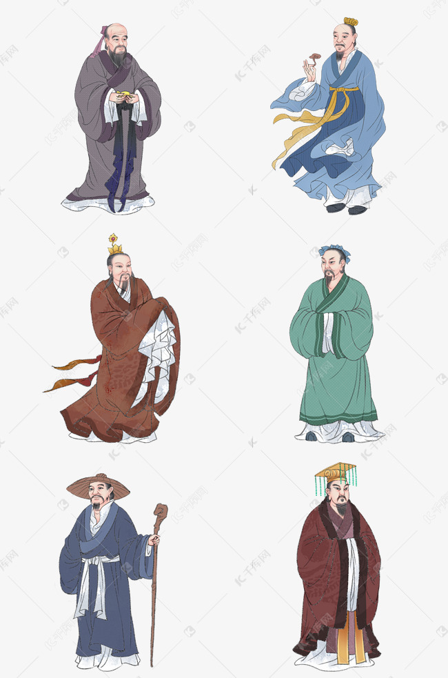 免抠元素 古风人物 国学道家名士合集版权可商用有保障