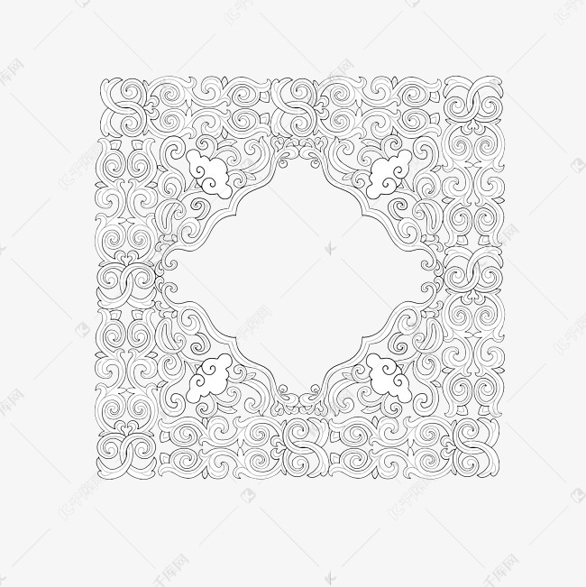 中式纹理卷草纹如意云头