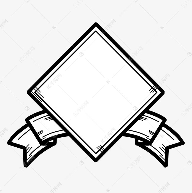 简约风黑白素描标签边框