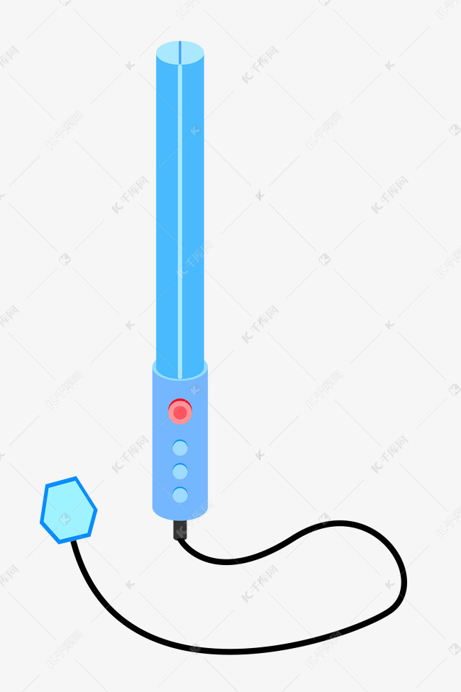 蓝色立体卷发棒