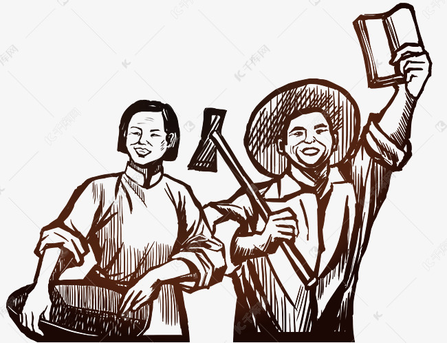 农民夫妇剪影素材图片免费下载-千库网