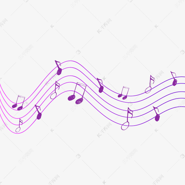 紫色波浪五线谱素材图片免费下载 高清漂浮素材psd 千库网 图片编号