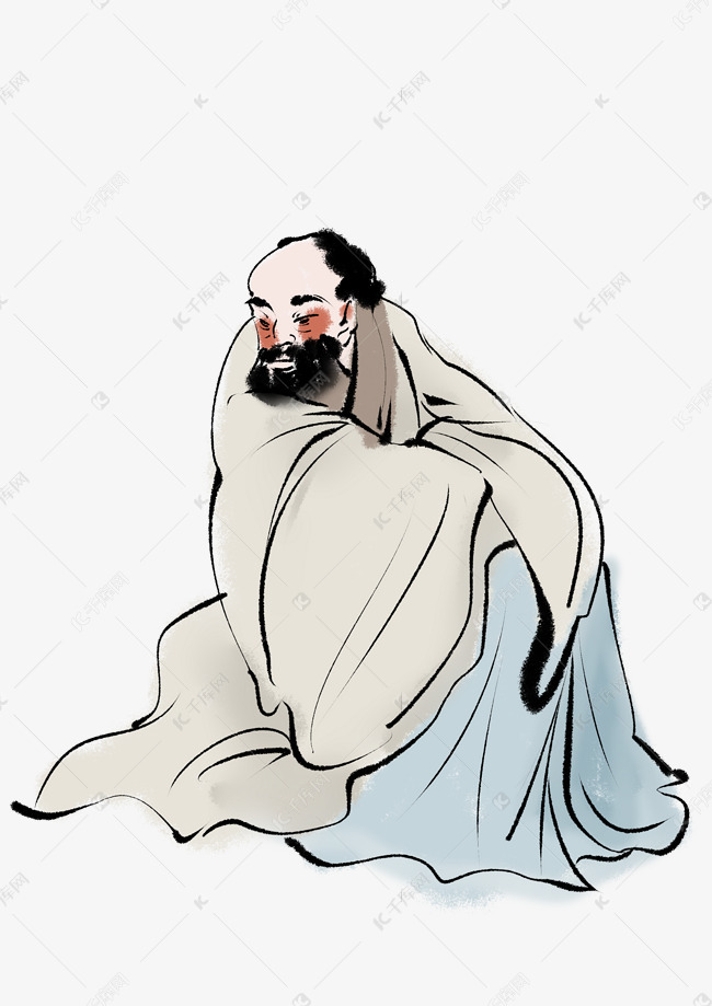水墨汉服老人