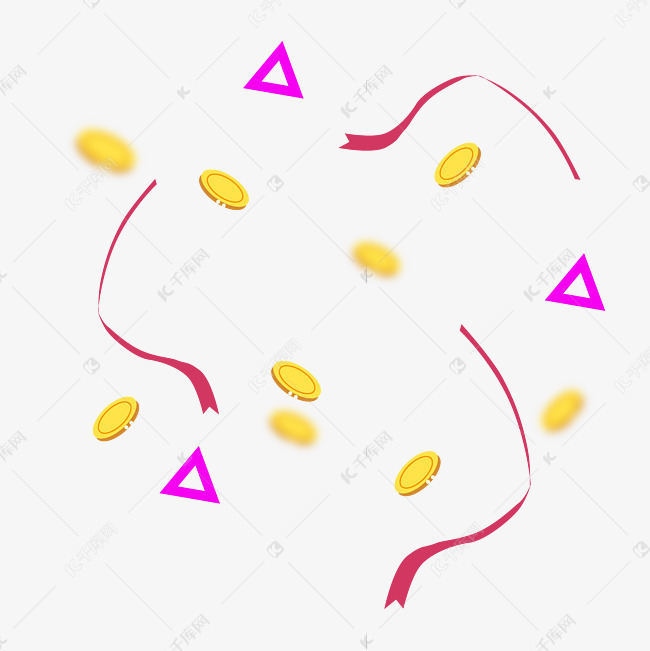 金币彩带三角背景素材图片免费下载 高清漂浮素材psd 千库网 图片编号