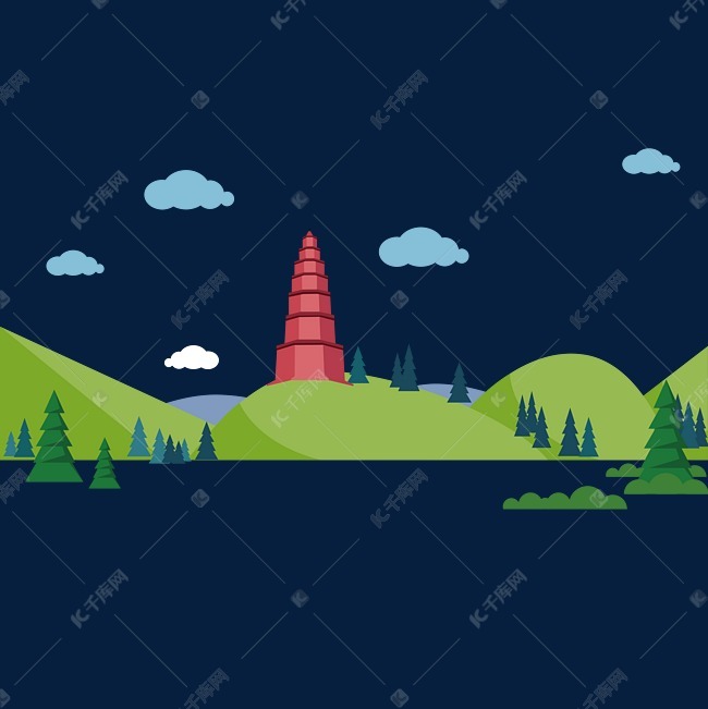 新疆红山塔简笔画图片