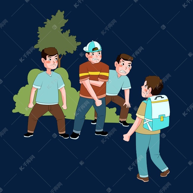 校园欺凌现象素材图片免费下载 高清卡通手绘psd 千库网 图片编号