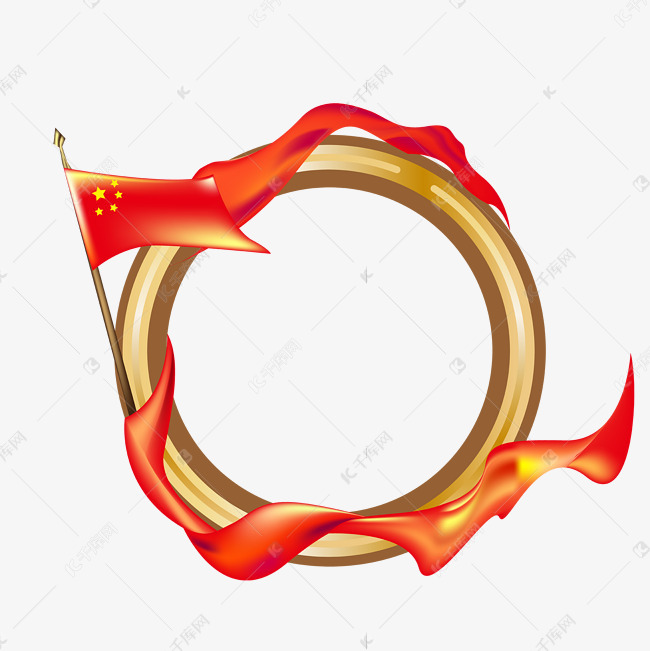 国庆国旗丝绸飘带金色立体逼真金