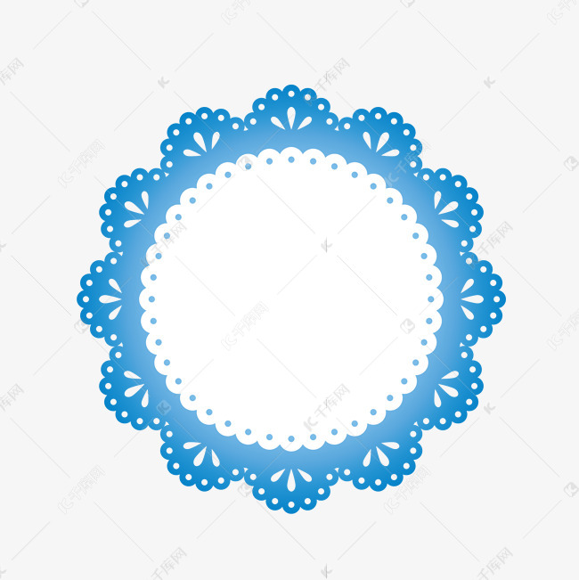 蓝色圆形花边装饰边框图案