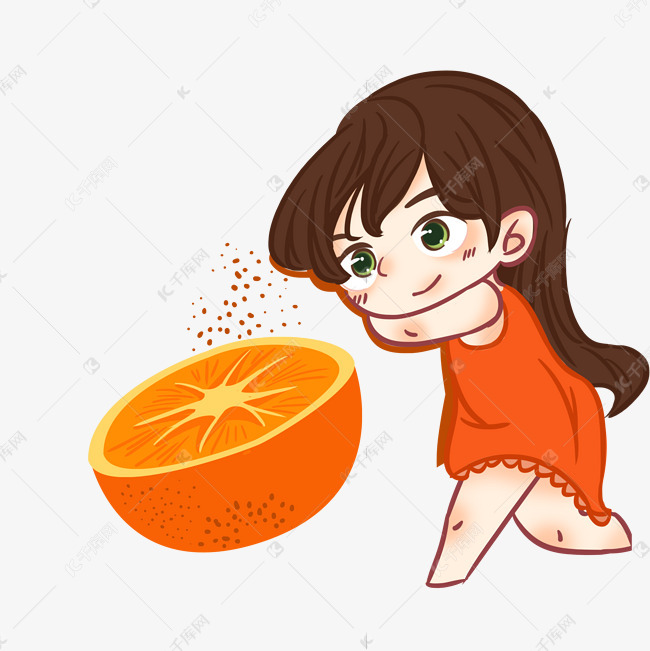水果女孩橙子