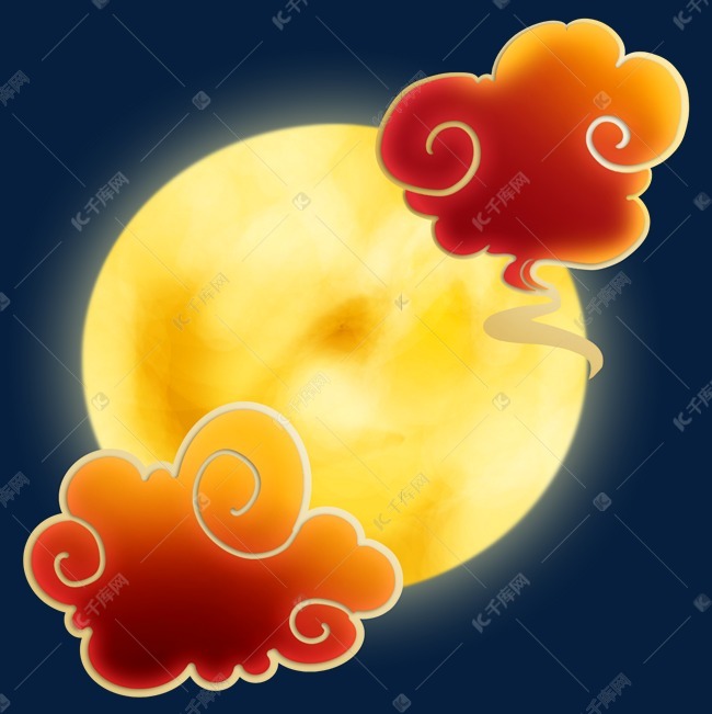 古风月亮和祥云