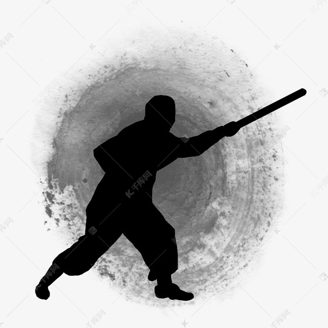 武术剪影黑色人物
