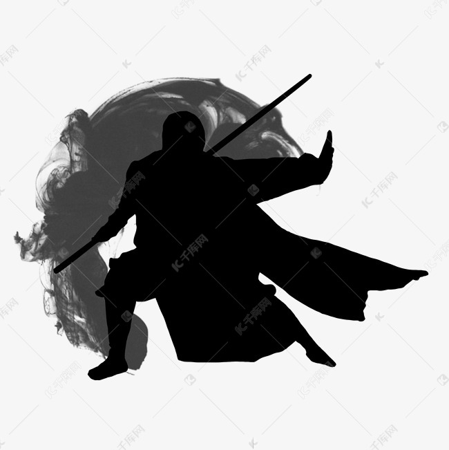 武术剪影黑色剪影