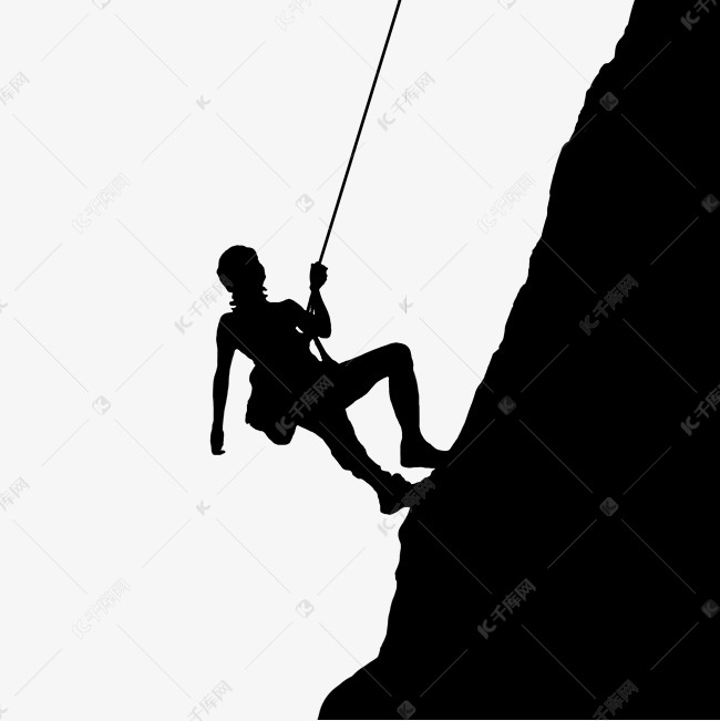 黑色攀岩人物剪影