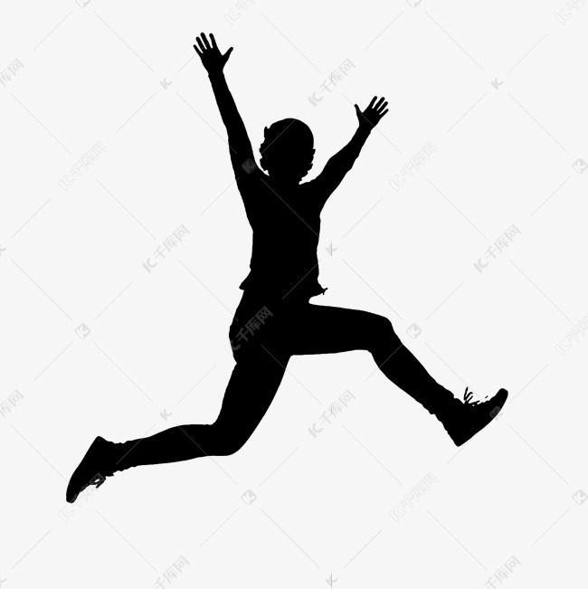 欢呼展开双臂剪影