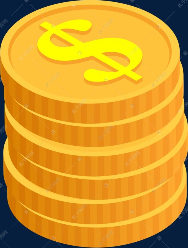 矢量立体一堆金币