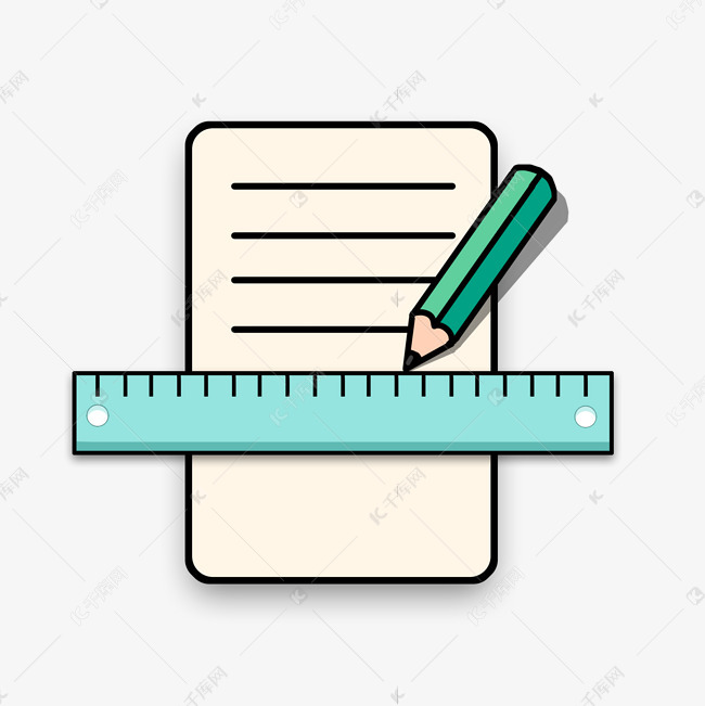 开学季学生用尺子画直线手绘卡通