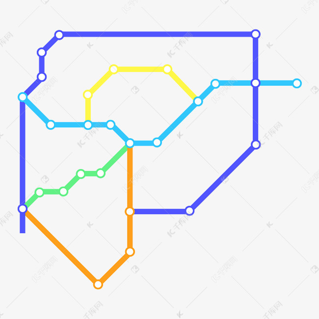 蓝色泉州路线图交通路线简笔画