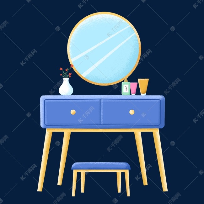 蓝色桌子梳妆台