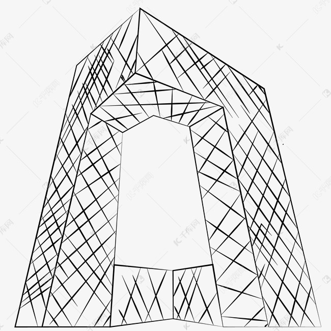 央视大楼手绘线稿