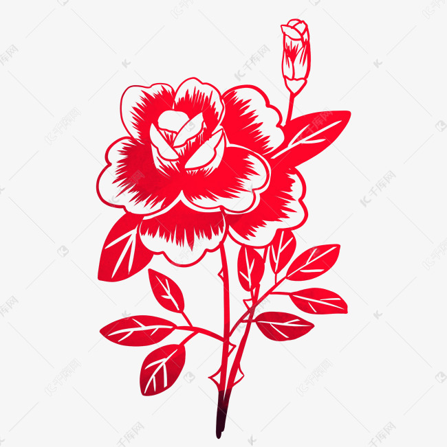 花朵花苞剪纸素材图片免费下载-千库网