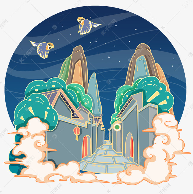 成都国画风宽窄巷子旅游地标