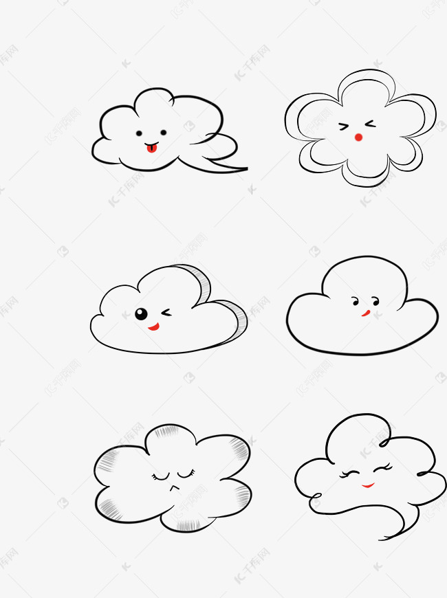 极简简笔画白云套图