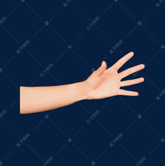 单手五指张开伸出手部动作姿势