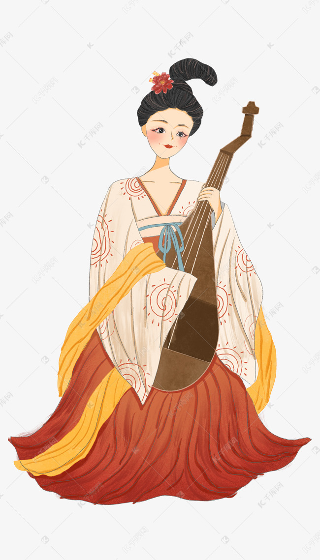 唐朝仕女古典美人怀抱琵琶