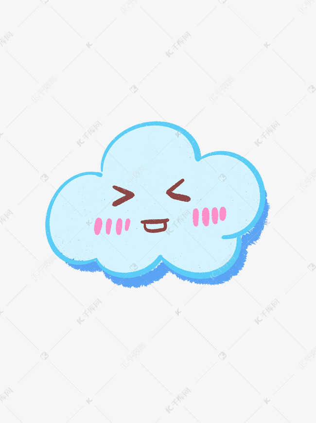 卡通可爱手绘颜表情绿色云朵
